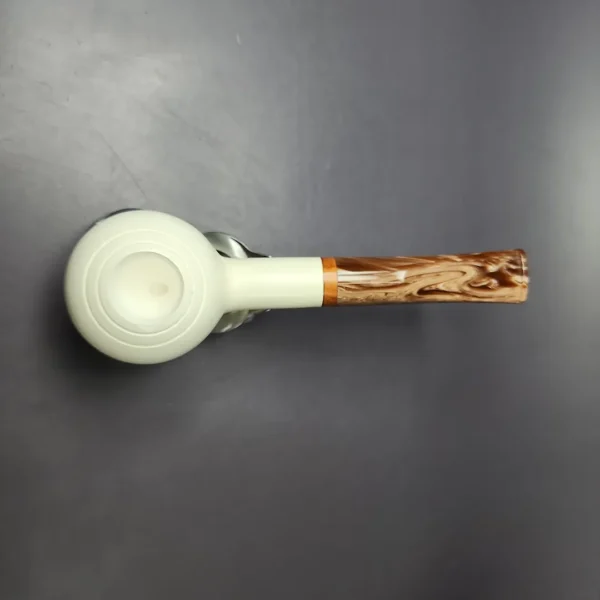 MBSD Meerschaum Deluxe Smooth Prince Block Meerschaum Pipe, Briar-Mortise, New - Image 7