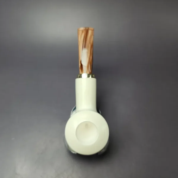 MBSD Meerschaum Silver Reverse Calabash Bullcap Block Meerschaum Pipe, New - Image 7