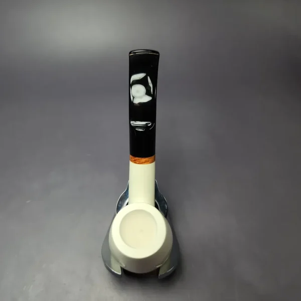 MBSD Meerschaum Deluxe Smooth Bent Billiard Block Meerschaum Pipe, Briar-Mortise, New - Image 7
