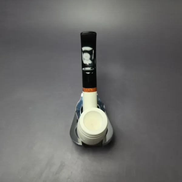 MBSD Meerschaum Deluxe Smooth Bent Billiard Block Meerschaum Pipe, Briar-Mortise, New - Image 7