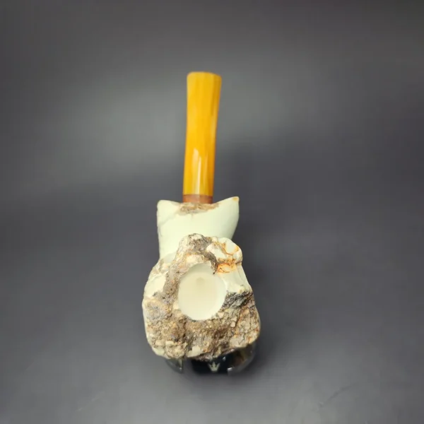 MBSD Meerschaum Deluxe Natural Freehand Block Meerschaum Pipe, Briar-Mortise, New - Image 7