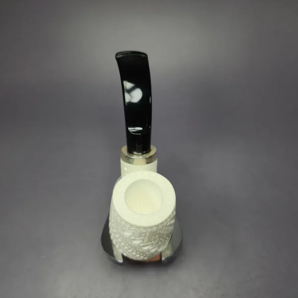 MBSD Meerschaum Silver Reverse Calabash Lattice Oom Paul Block Meerschaum Pipe, New - Image 7