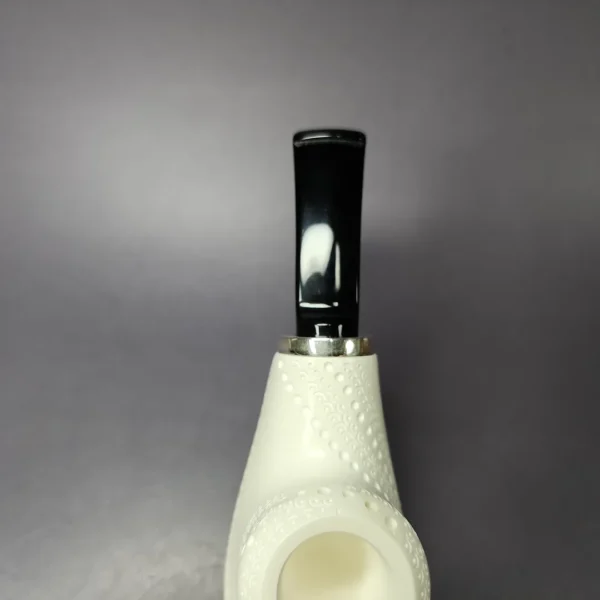 MBSD Meerschaum Silver Lattice Volcano Reverse Calabash Block Meerschaum Pipe, New - Image 7