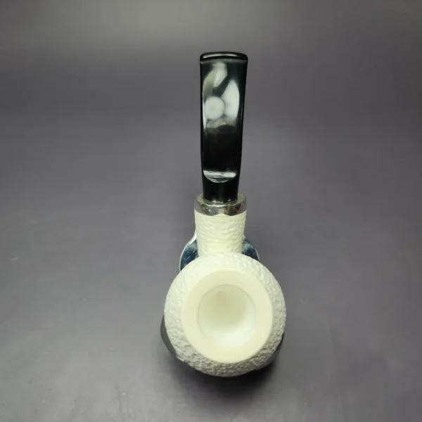 MBSD Meerschaum Silver Rustic Acorn Reverse Calabash Block Meerschaum Pipe, New - Image 7