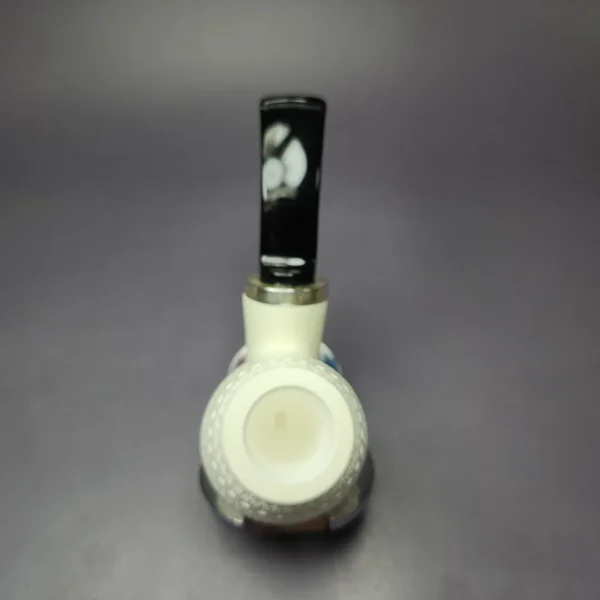 MBSD Meerschaum Silver Lattice Brandy Reverse Calabash Block Meerschaum Pipe, New - Image 7