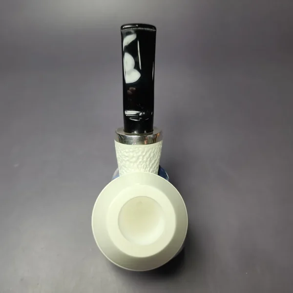 MBSD Meerschaum Silver Reverse Calabash Rhodesian Block Meerschaum Pipe, New - Image 7