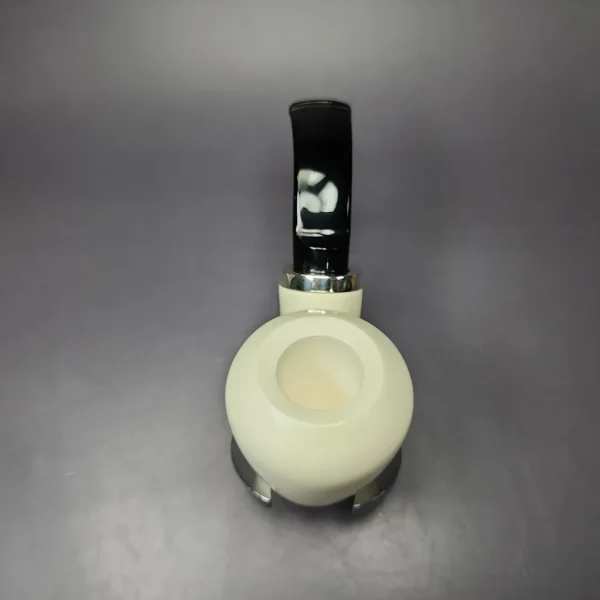 MBSD Meerschaum Silver Smooth Strawberry Reverse Calabash Block Meerschaum Pipe, New - Image 7