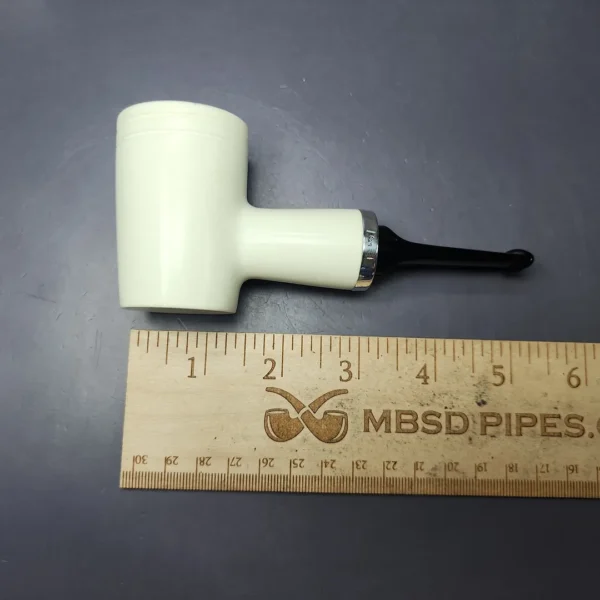 MBSD Meerschaum Silver Smooth Poker Reverse Calabash Block Meerschaum Pipe, New - Image 8
