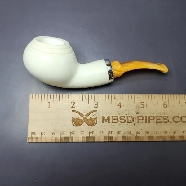 MBSD Meerschaum Silver Reverse Calabash Author Block Meerschaum Pipe, New - Image 8