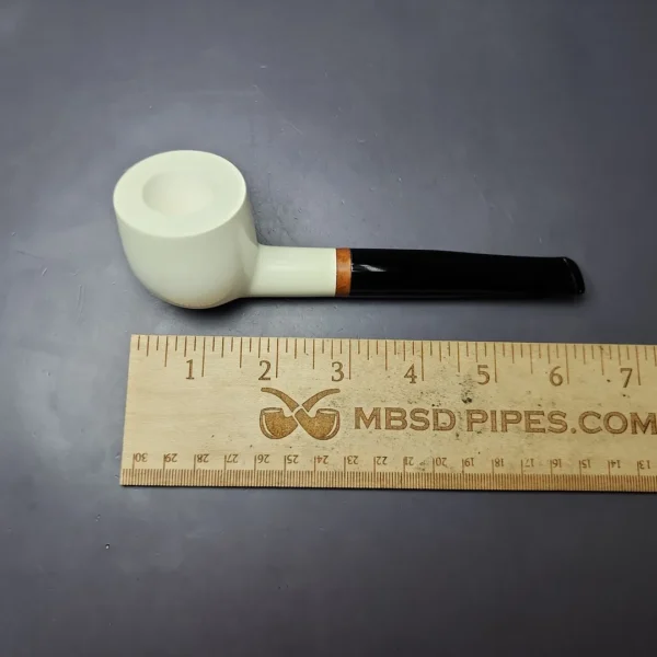 MBSD Meerschaum Deluxe Smooth Pot Block Meerschaum Pipe, Briar-Mortise, New - Image 8