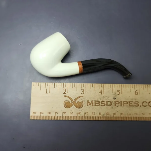 MBSD Meerschaum Deluxe Smooth Bent Billiard Block Meerschaum Pipe, Briar-Mortise, New - Image 8