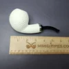 MBSD Meerschaum Silver Rusticated Apple Block Meerschaum Pipe, Briar-Mortise, New - Image 8