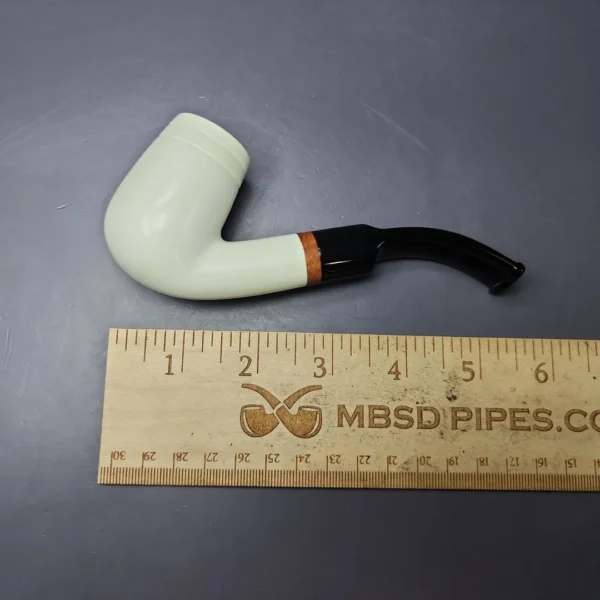 MBSD Meerschaum Deluxe Smooth Bent Billiard Block Meerschaum Pipe, Briar-Mortise, New - Image 8