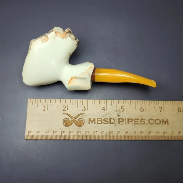 MBSD Meerschaum Deluxe Natural Freehand Block Meerschaum Pipe, Briar-Mortise, New - Image 8