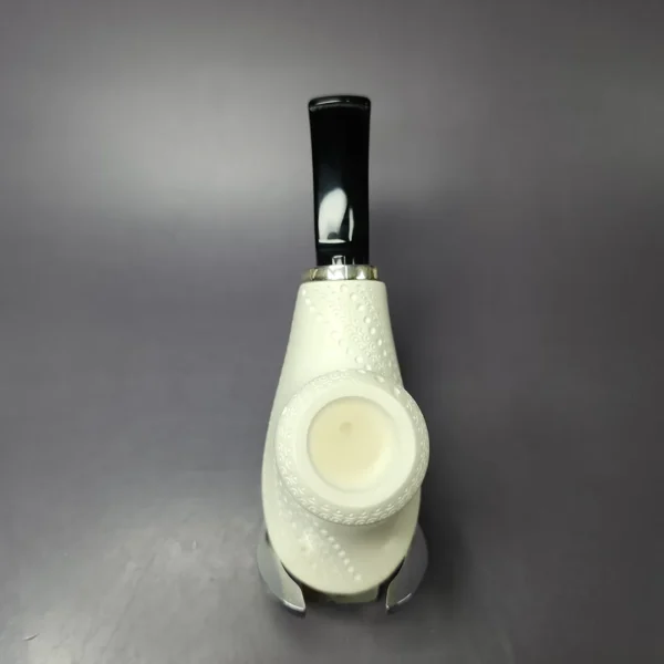 MBSD Meerschaum Silver Lattice Volcano Reverse Calabash Block Meerschaum Pipe, New - Image 8