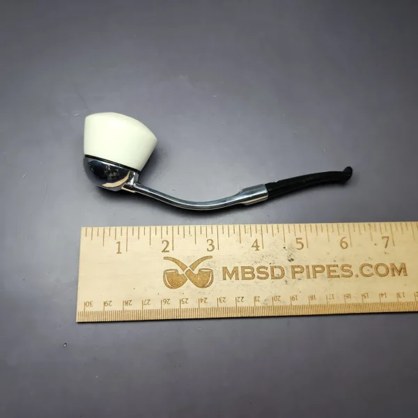 Falcon Chrome Dental w/ MBSD Meerschaum Dublin Block Meerschaum Bowl Pipe, New - Image 8