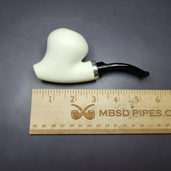 MBSD Meerschaum Silver Smooth Acorn Sitter Reverse Calabash Block Meerschaum Pipe, New - Image 8