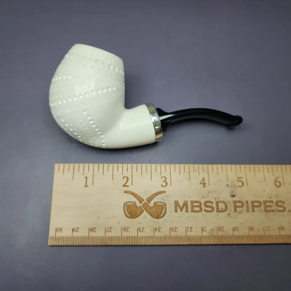 MBSD Meerschaum Silver Lattice Brandy Reverse Calabash Block Meerschaum Pipe, New - Image 8