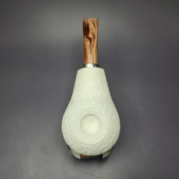 MBSD Meerschaum Silver Rustic Eskimo Reverse Calabash Block Meerschaum Pipe, New - Image 8