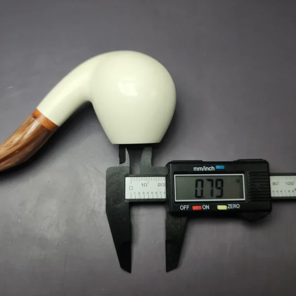MBSD Meerschaum Deluxe Smooth Brandy Block Meerschaum Pipe, Briar-Mortise, New - Image 9