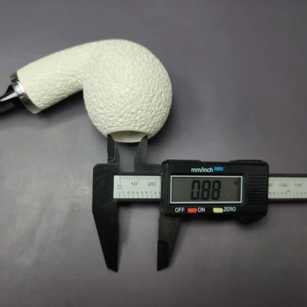 MBSD Meerschaum Silver Rusticated Apple Block Meerschaum Pipe, Briar-Mortise, New - Image 9