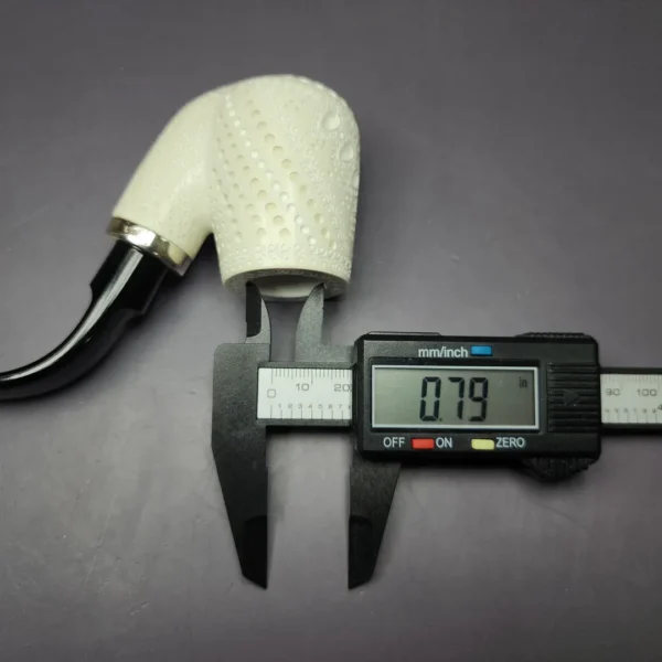 MBSD Meerschaum Silver Reverse Calabash Lattice Oom Paul Block Meerschaum Pipe, New - Image 9