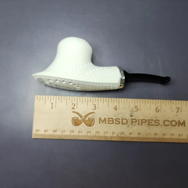 MBSD Meerschaum Silver Lattice Volcano Reverse Calabash Block Meerschaum Pipe, New - Image 9