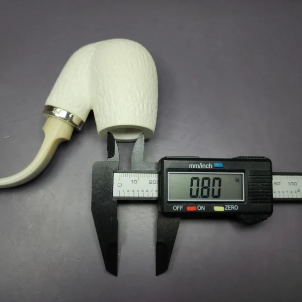 MBSD Meerschaum Silver Rusticated Oom Paul Reverse Calabash Block Meerschaum Pipe, New - Image 9
