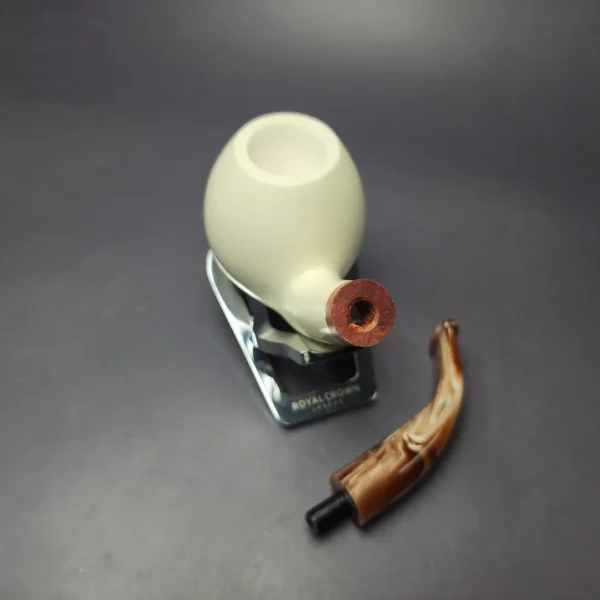 MBSD Meerschaum Deluxe Smooth Egg Block Meerschaum Pipe, Briar-Mortise, New - Image 10