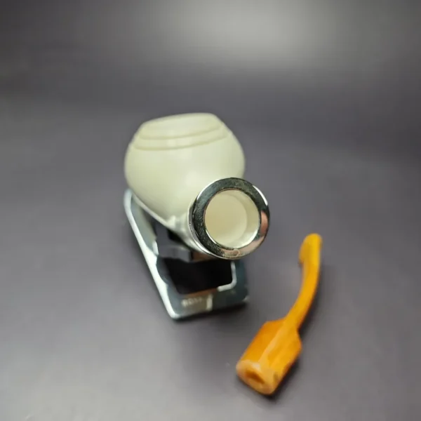 MBSD Meerschaum Silver Reverse Calabash Author Block Meerschaum Pipe, New - Image 10