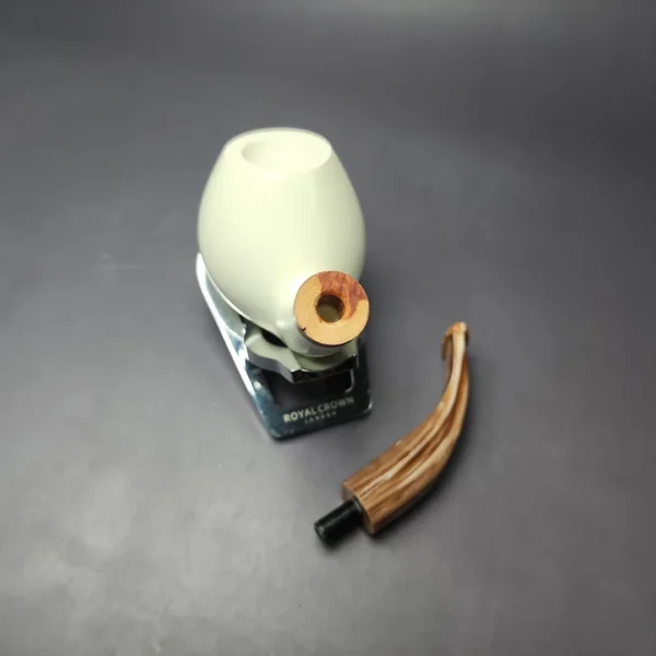 MBSD Meerschaum Deluxe Smooth Brandy Block Meerschaum Pipe, Briar-Mortise, New - Image 10