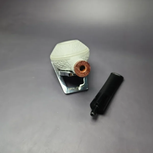 MBSD Meerschaum Deluxe Rusticated Bullcap Block Meerschaum Pipe, Briar-Mortise, New - Image 10