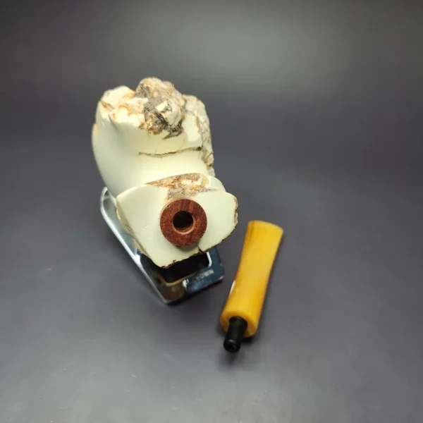 MBSD Meerschaum Deluxe Natural Freehand Block Meerschaum Pipe, Briar-Mortise, New - Image 10