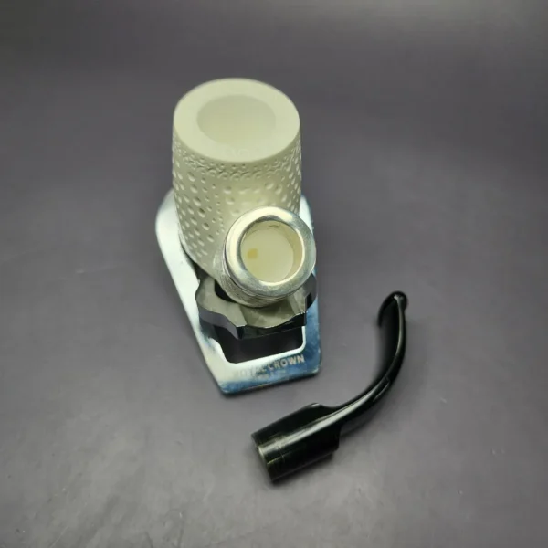 MBSD Meerschaum Silver Reverse Calabash Lattice Oom Paul Block Meerschaum Pipe, New - Image 10