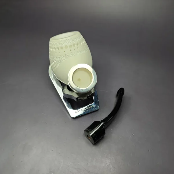 MBSD Meerschaum Silver Lattice Brandy Reverse Calabash Block Meerschaum Pipe, New - Image 10