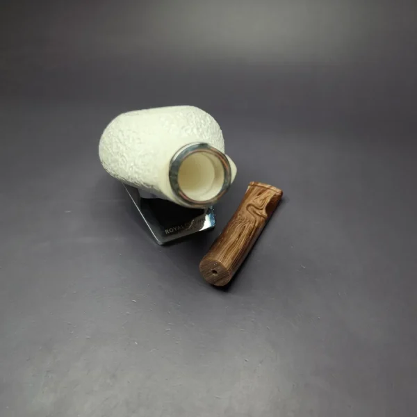 MBSD Meerschaum Silver Rustic Eskimo Reverse Calabash Block Meerschaum Pipe, New - Image 11
