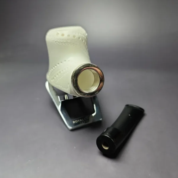 MBSD Meerschaum Silver Lattice Volcano Reverse Calabash Block Meerschaum Pipe, New - Image 11