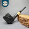 MBSD Briars by Piero Vitale Black Rusticated Billiard w/ Boxwood Briar Pipe, New
