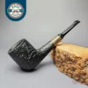 MBSD Briars by Piero Vitale Black Sandblasted Billiard w/ Zebrawood Briar Pipe, New