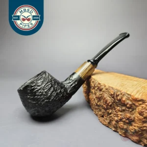 MBSD Briars by Piero Vitale Black Rusticated Author w/ Zebrawood Briar Pipe, New