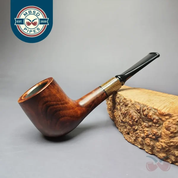 MBSD Briars by Piero Vitale Sienna Contrast Smooth Billiard w/ Zebrawood Briar Pipe, New