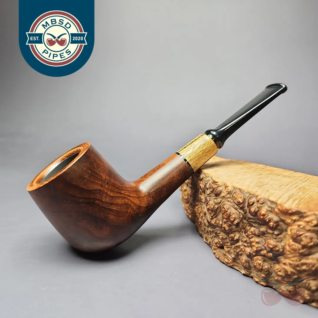 MBSD Briars by Piero Vitale Sienna Contrast Smooth Billiard w/ Zebrawood Briar Pipe, New