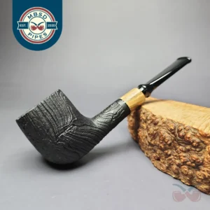 MBSD Briars by Piero Vitale Vintage Sandblasted Billiard w/Olivewood Briar Pipe, New