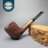 MBSD Briars by Piero Vitale Red Sandblasted Billiard w/ Zebrawood Briar Pipe, New