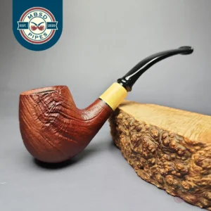 MBSD Briars by Piero Vitale Red Sandblasted Brandy w/ Boxwood Briar Pipe, New