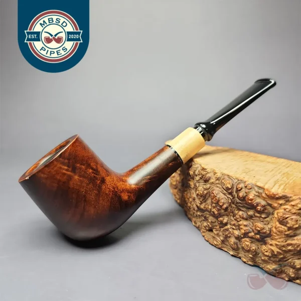 MBSD Briars by Piero Vitale Sienna Contrast Smooth Billiard w/ Boxwood Briar Pipe, New
