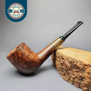 MBSD Briars by Piero Vitale Sienna Contrast Smooth Billiard w/ Zebrawood Briar Pipe, New