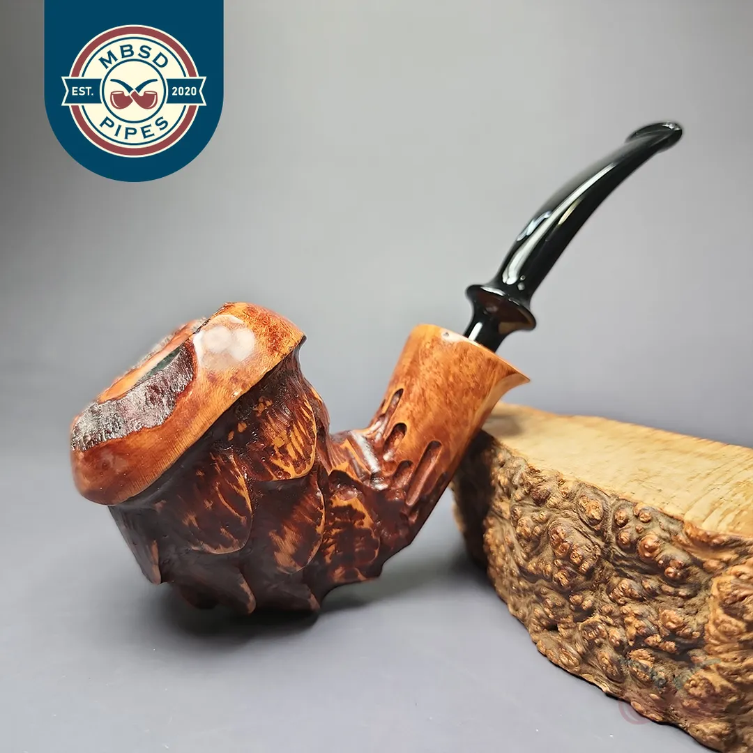 Nording Point Clear Partially Rusticated Freehand Estate Briar Pipe, Unsmoked