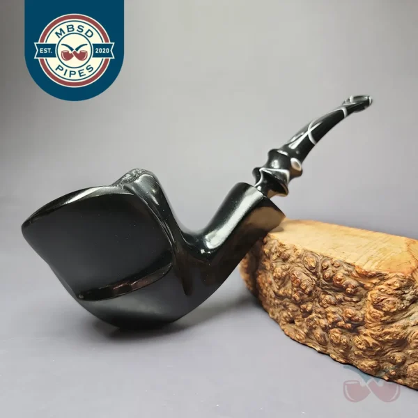 Nording Black Smooth Freehand Estate Briar Pipe, Unsmoked