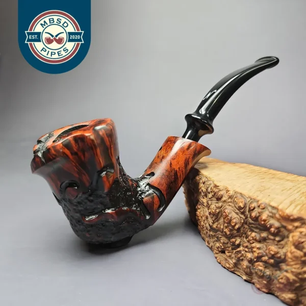 Nording Moss Partially Rusticated Freehand Estate Briar Pipe, Unsmoked
